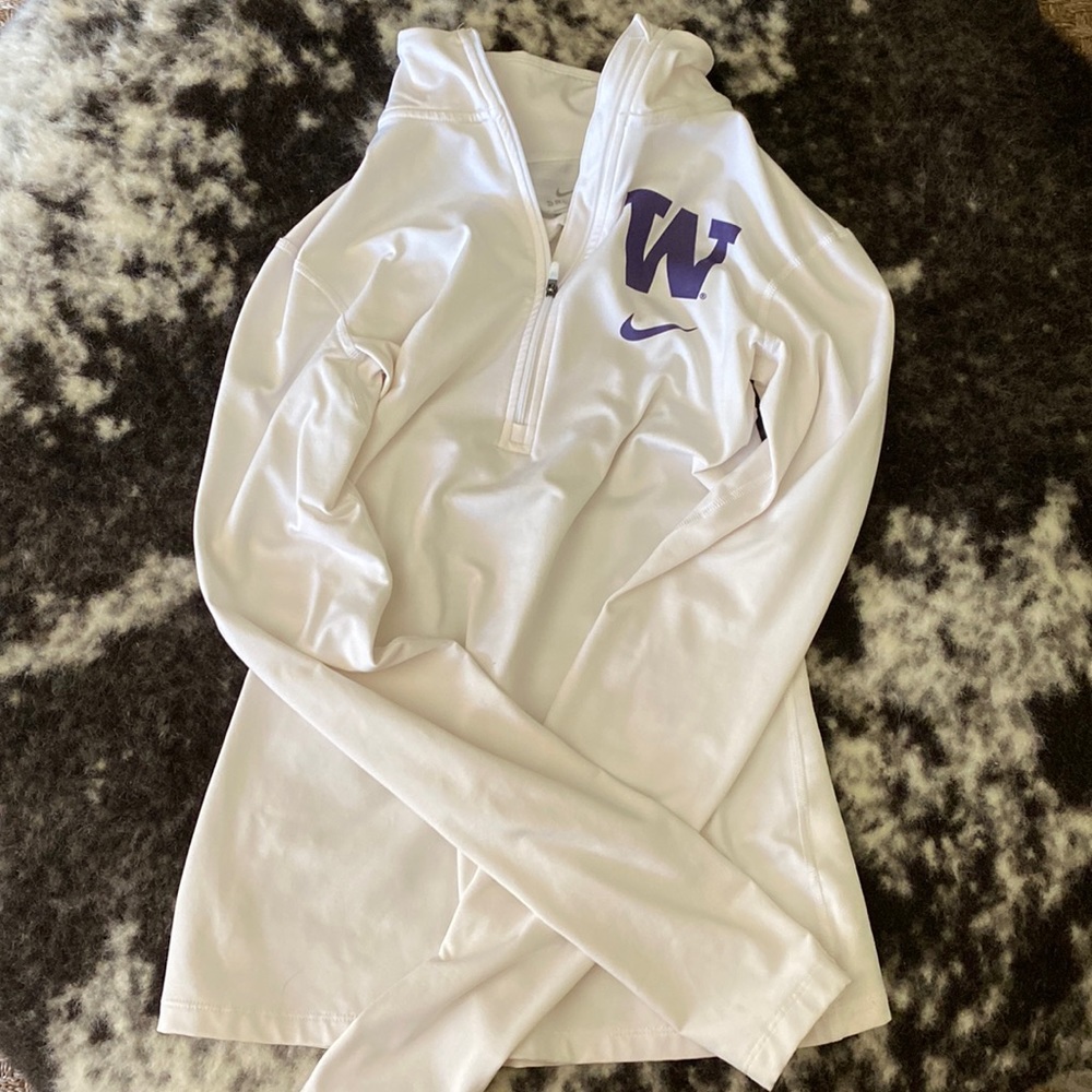 University of Washington White Nike DRI-FIT Logos/ Long sleeve Track Jacket.